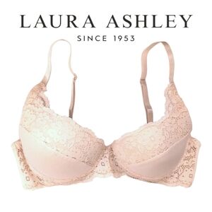🐞2/70🐞NWT Laura Ashley Underwire Push-up Bra Beautiful Lace details in Ivory
